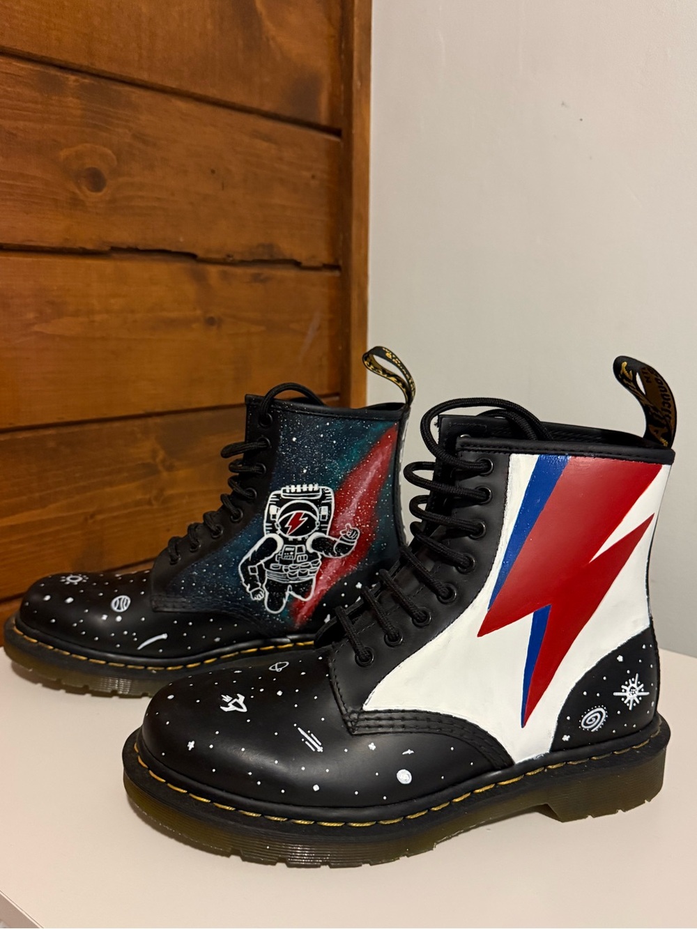 Custom Painted David Bowie Theme Dr. Martens 1460 - Picture 2 of 5